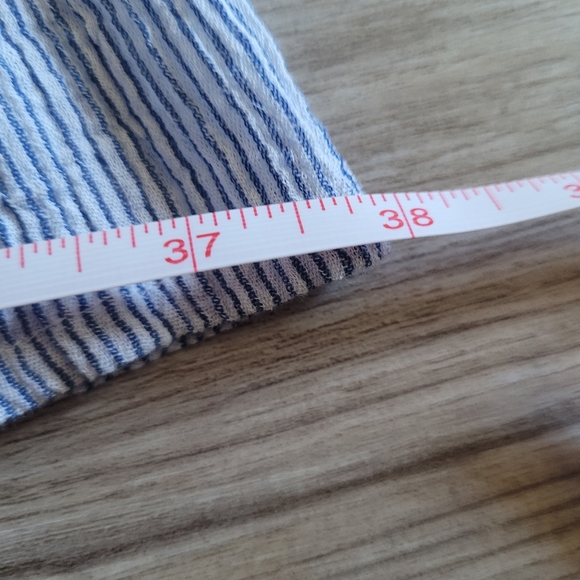 Ralph Lauren Light Blue and White Cotton Pinstripe Sleeveless Prairie Maxi Dress - Picture 7 of 9